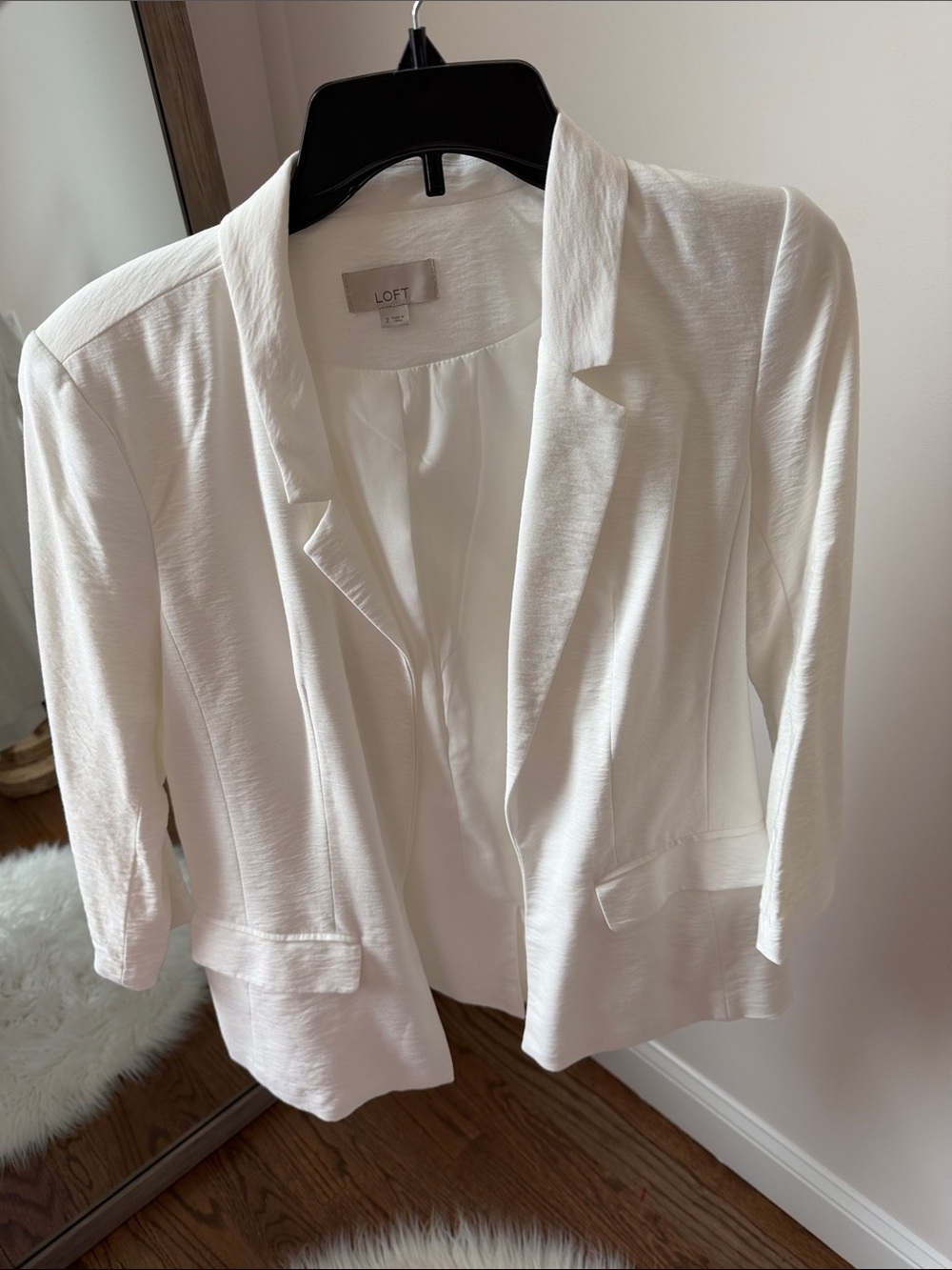 LOFT Cream Open-Front Lightweight Blazer